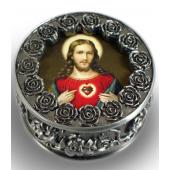 Sacred Heart Pewter Rosary box #PRBX-SHJ7